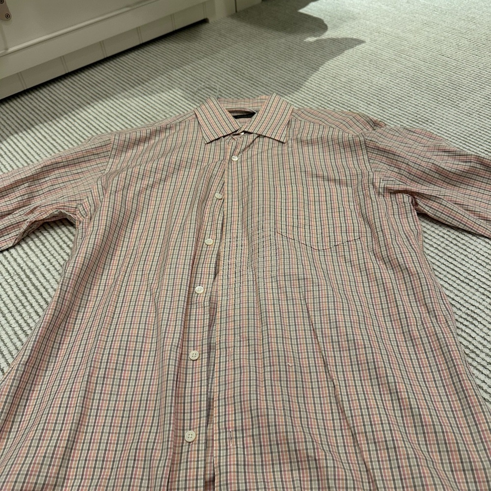 Ermenegildo Zegna Red and White Striped Shirt